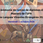 Remise de diplômes des masters LVE 25-26 le vendredi 2 octobre 2026 en amphi. HIPPOCRATE du PRFS Campus 5